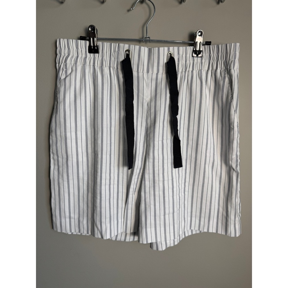 Melanie Lyne Womens Navy White Striped Pull On Shorts 8 Nautical Preppy Coastal